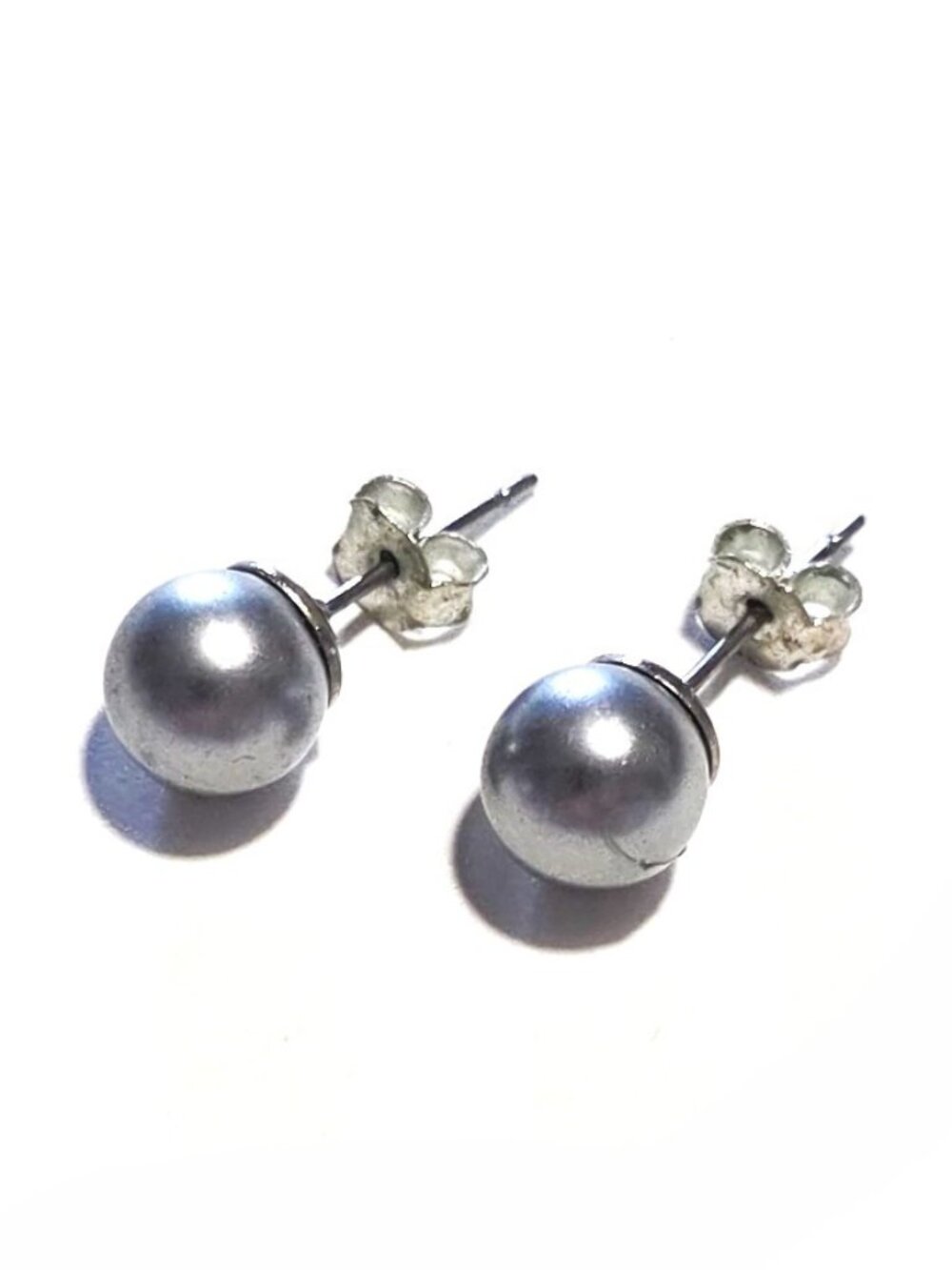 Gray pearl earrings 800 silver